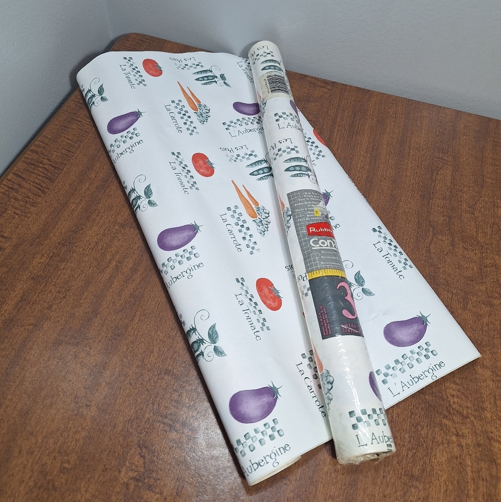 NOS Vintage 1995 LE FRANCAIS Vegetables Rubbermaid Contact Paper 1 & 1/2 Rolls